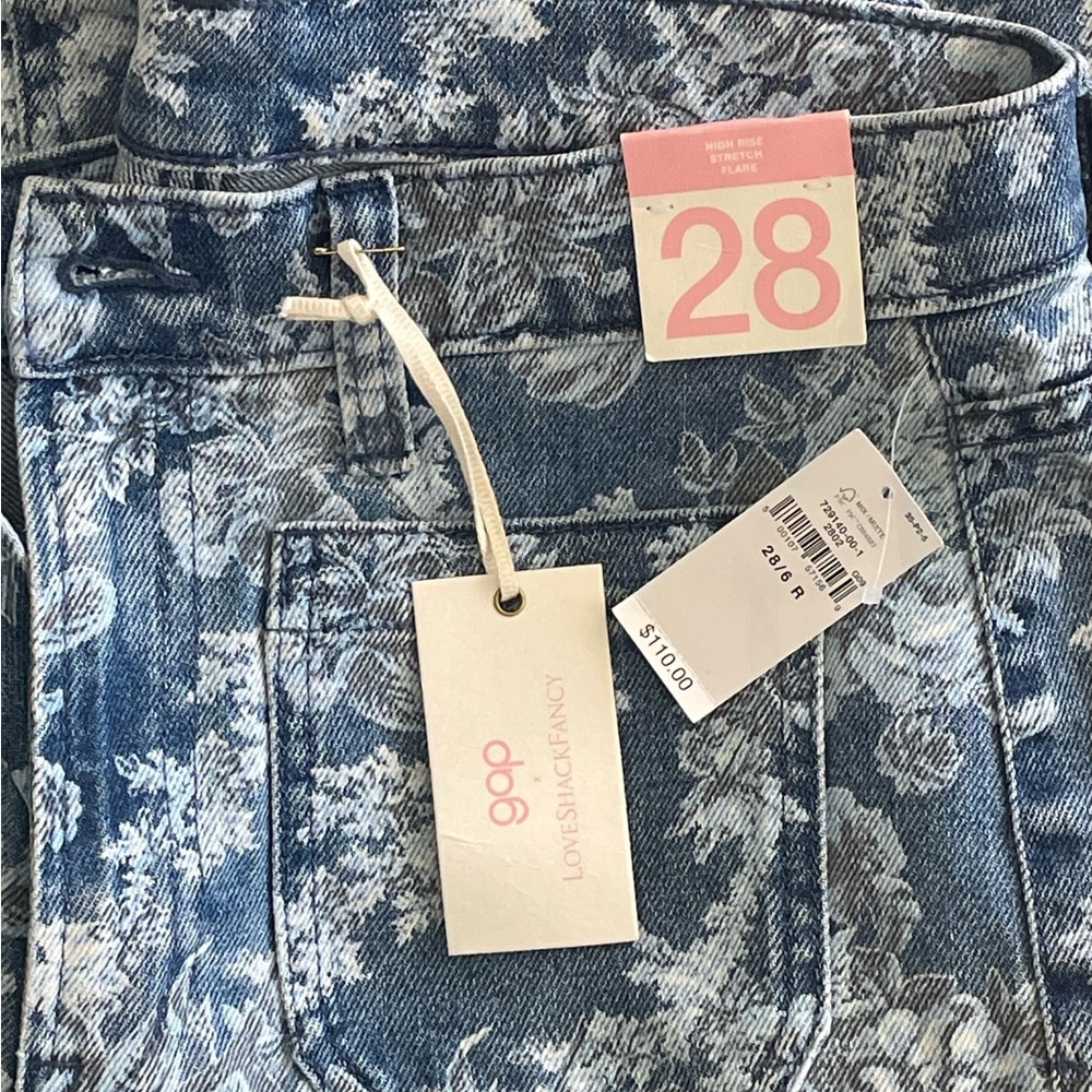 Love Shack Fancy x GAP Women's Denim with Overall Floral Pattern